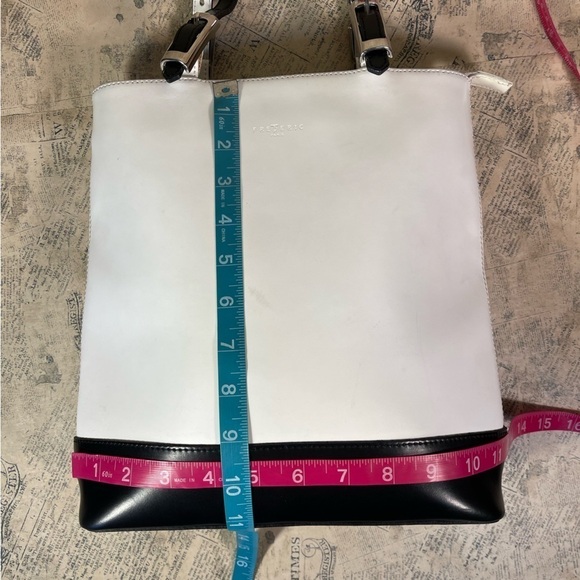 Frederic Paris Made in France, White and Black Leather tote bag - Picture 12 of 15